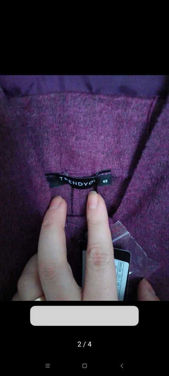 Mor Süet Midi Boy Düğmeli Askılı Elbise - Görsel 2