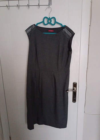 Gri  Midi  Elbise - Görsel 5