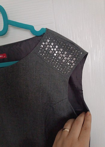 Gri  Midi  Elbise - Görsel 2