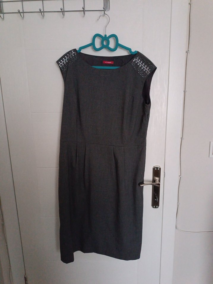 Gri  Midi  Elbise - Görsel 5