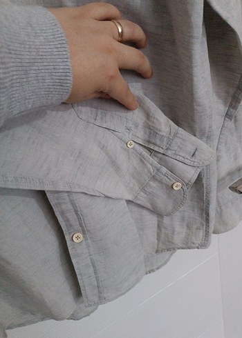 Massimo Dutti %100 Keten Gömlek Bej - Görsel 3