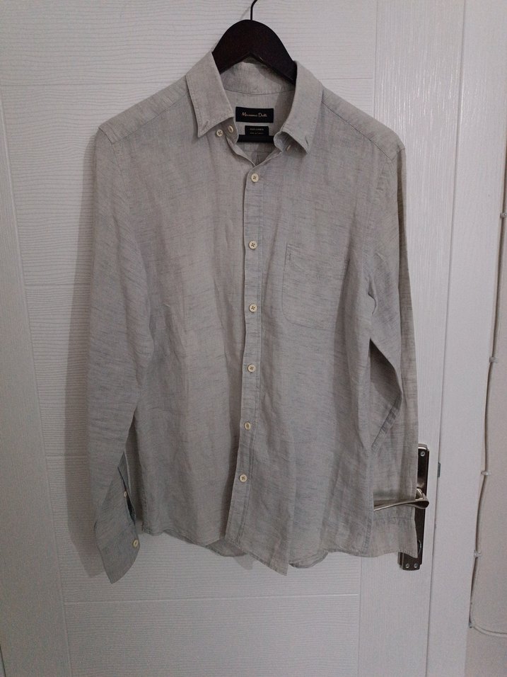 Massimo Dutti %100 Keten Gömlek Bej - Görsel 2