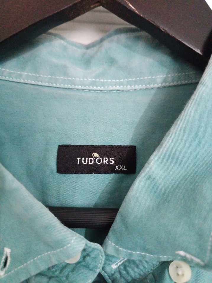 Düğmeli Turkuaz Batik Erkek Gömlek - Görsel 2