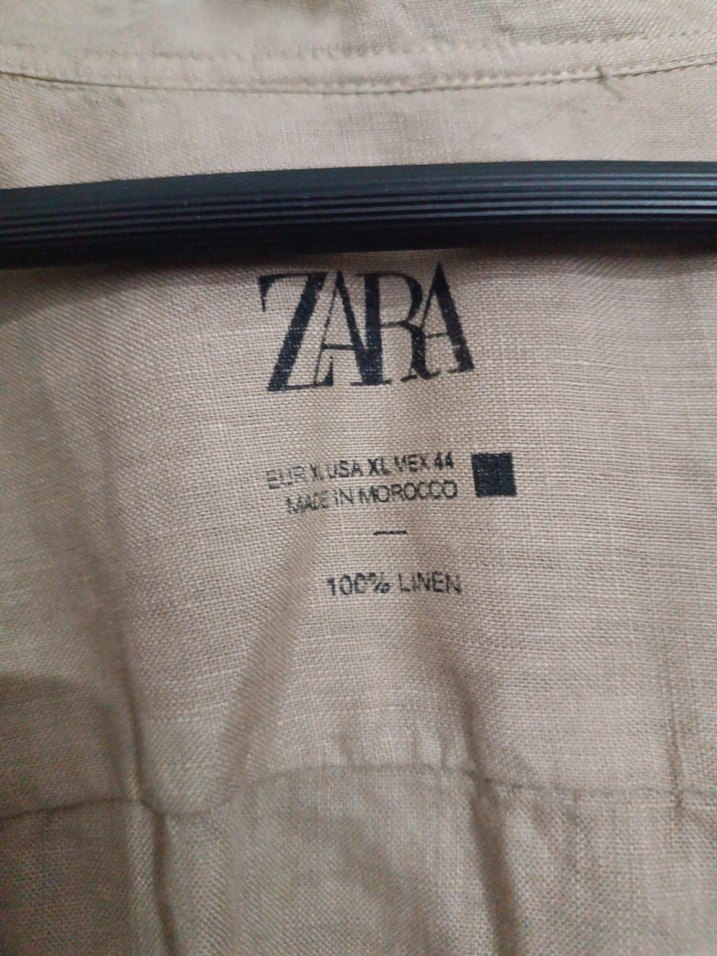 Bej Erkek Keten Gömlek Uzun Kollu - Görsel 2