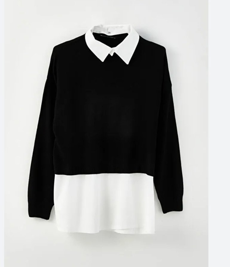 Siyah Oversize Kadın Sweatshirt - Görsel 4