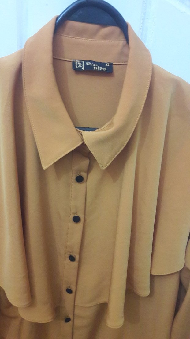 Bej Parlak Düğmeli Uzun Kadın Tunik - Görsel 2