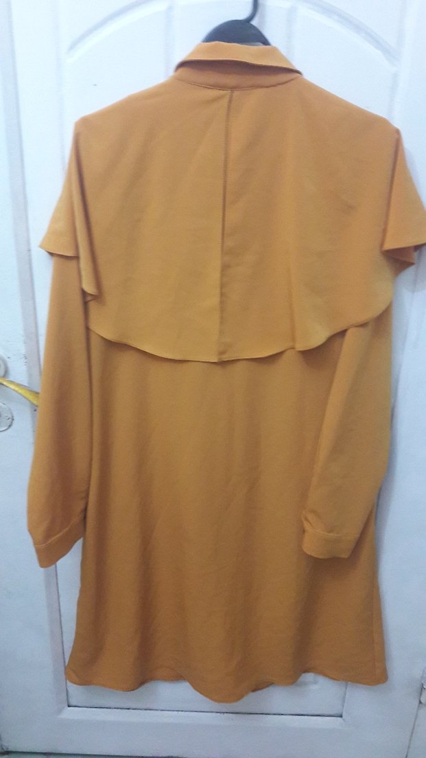 Bej Parlak Düğmeli Uzun Kadın Tunik - Görsel 3