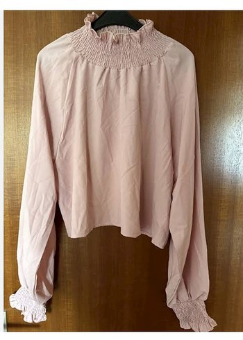 Bej Keten Uzun Kollu Kadın Bluz - Görsel 5