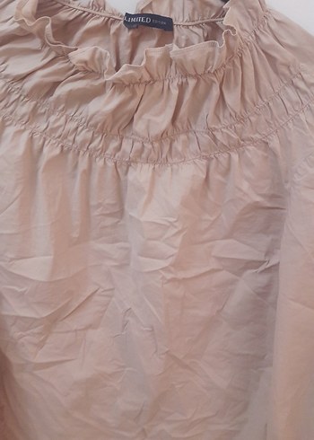 Bej Keten Uzun Kollu Kadın Bluz - Görsel 2