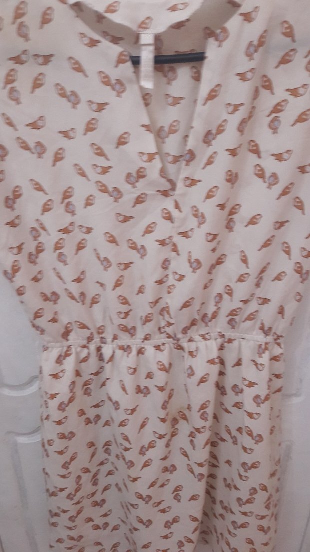 Bej Desenli V Yakalı Midi Elbise - Görsel 2