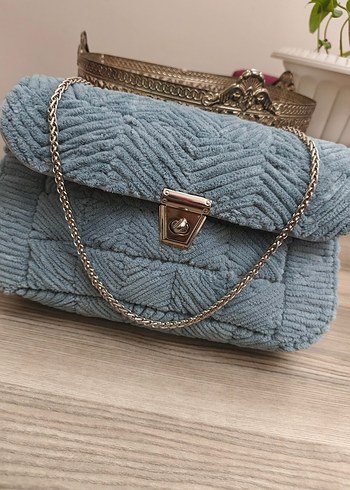 Gri Triko Kadın Kot Çanta - Görsel 3