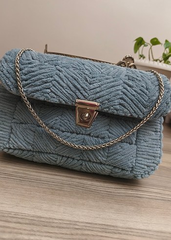 Gri Triko Kadın Kot Çanta - Görsel 6