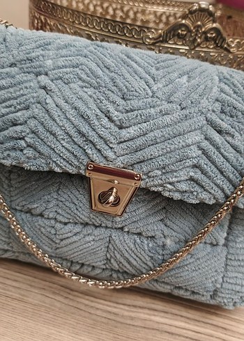 Gri Triko Kadın Kot Çanta - Görsel 4