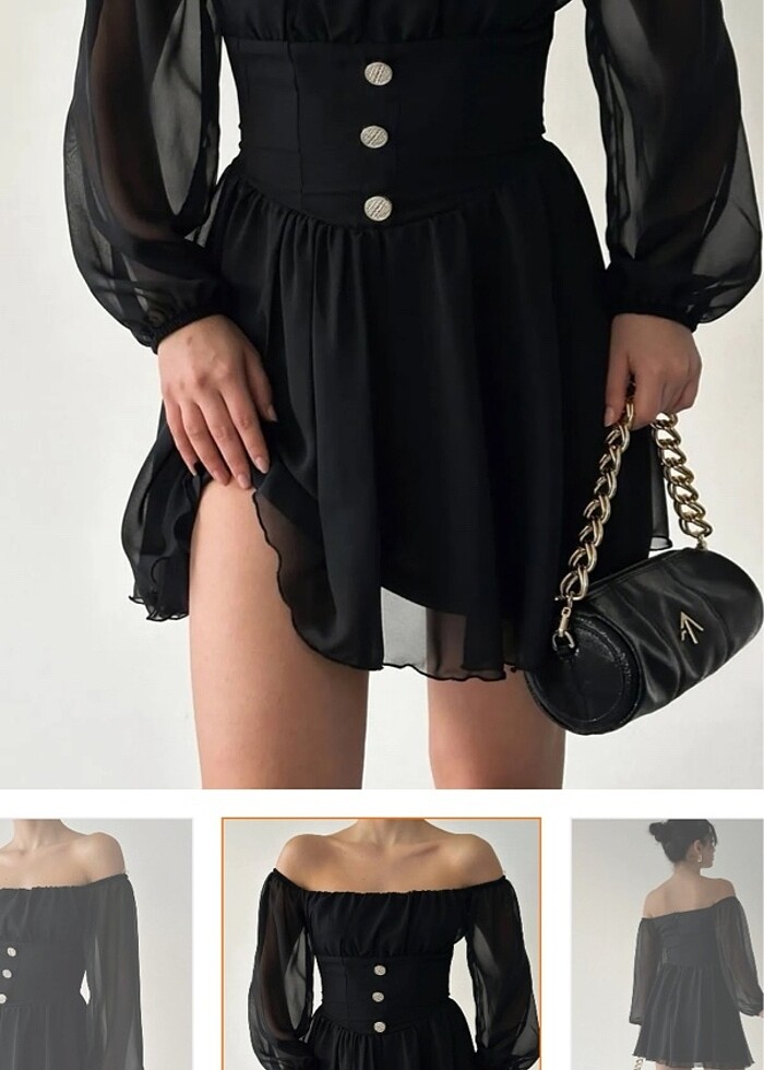 Straplez yaka elbise - Görsel 2