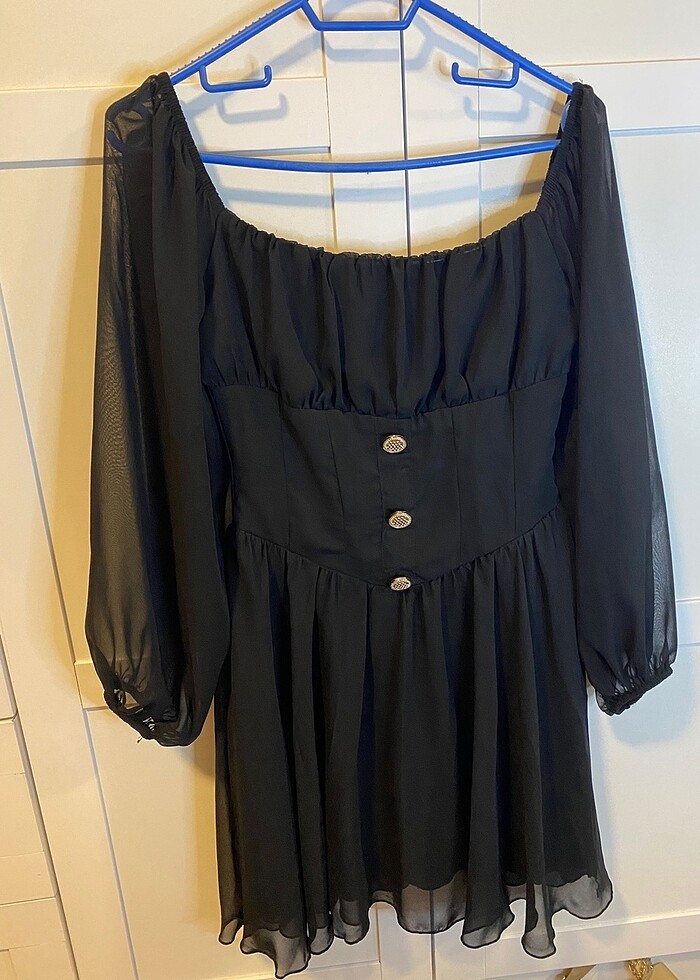 Straplez yaka elbise - Görsel 3