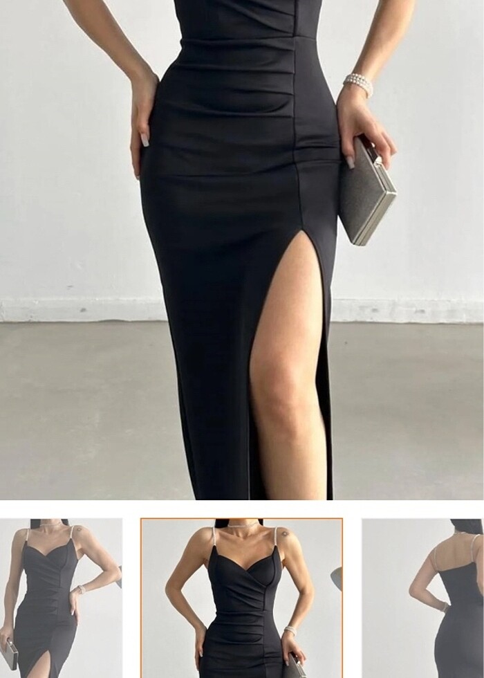 Taş askılı uzun elbise - Görsel 2