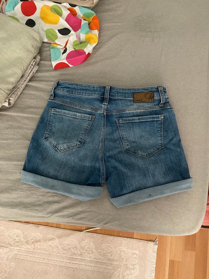 Kadın Açık Mavi Mini Kot Şort - Görsel 2