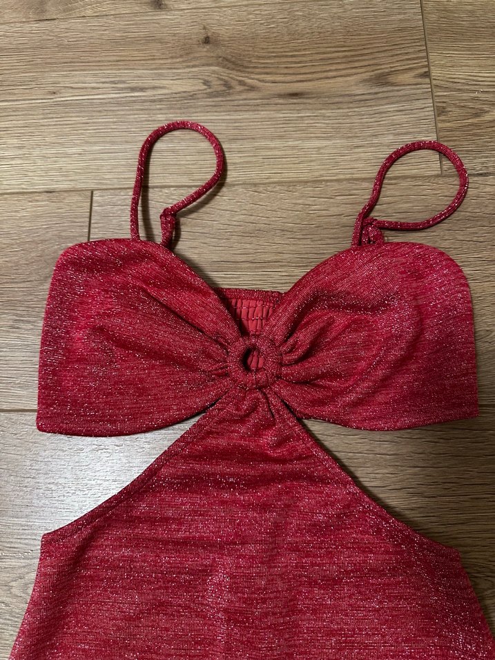 Bershka Pembe Simli Elbise - Görsel 2