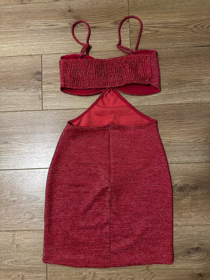 Bershka Pembe Simli Elbise - Görsel 4