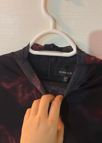 38 Beden siyah Renk Manuka çiçekli tül elbise