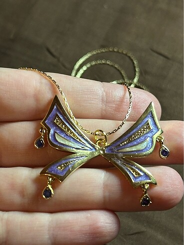 Tasarımcı Taşlı winx kelebek kolyesi