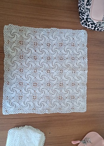 El Yapımı Beyaz Dantel Örtü kare 7 adet - Görsel 3