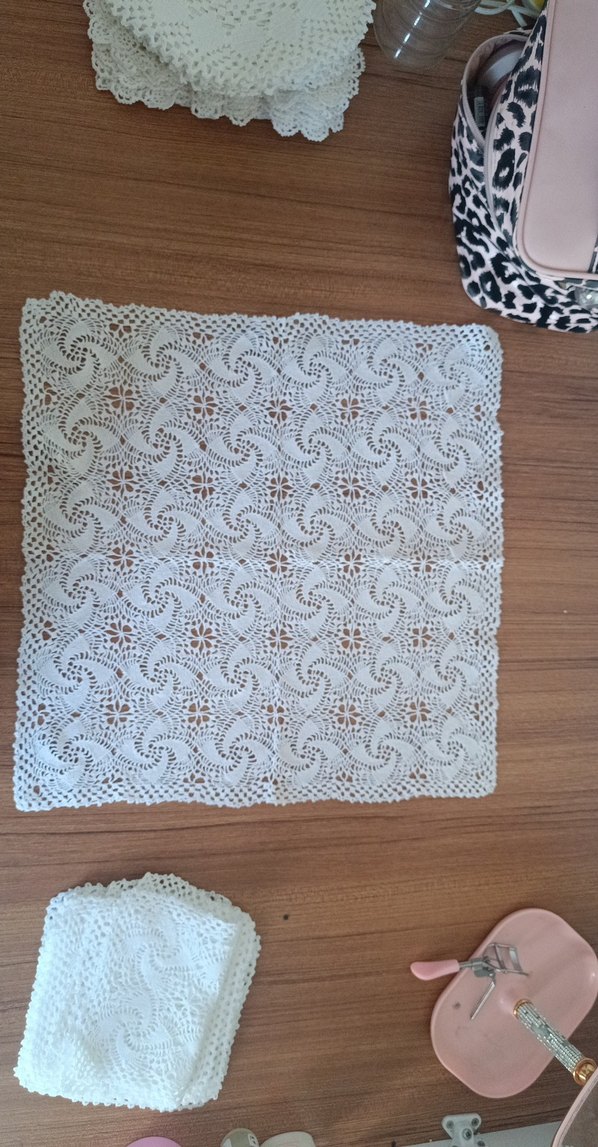 El Yapımı Beyaz Dantel Örtü kare 7 adet - Görsel 3