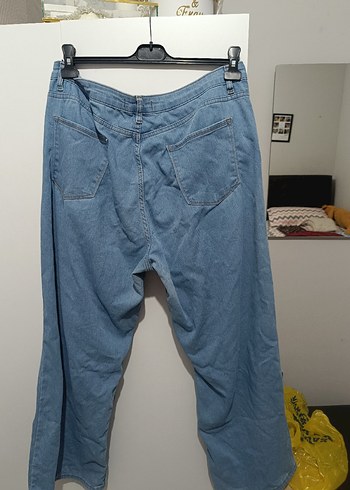 Düğmeli Mavi Kadın uzun Boy Bol Kesim Jean - Görsel 2