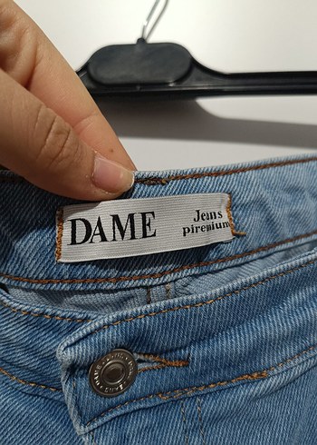 Düğmeli Mavi Kadın uzun Boy Bol Kesim Jean - Görsel 4