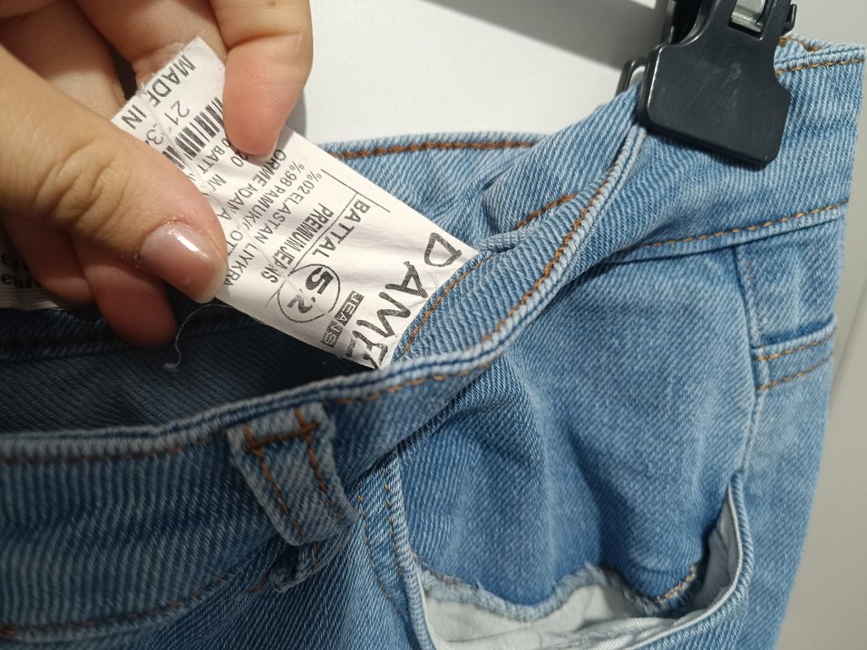 Düğmeli Mavi Kadın uzun Boy Bol Kesim Jean - Görsel 3