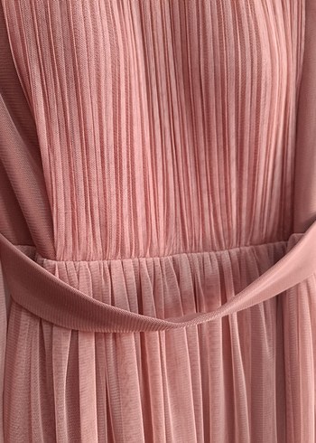 Pudra Pileli Uzun Abiye Elbise - Görsel 3