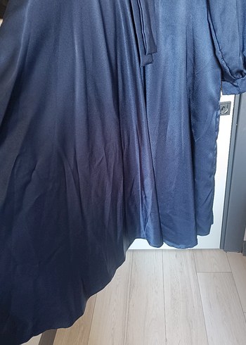 Lacivert Drapeli Uzun Kollu Uzun abiye - Görsel 7