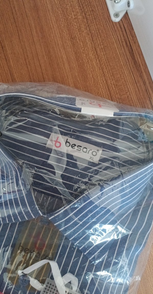 Düğmeli Mavi Çizgili uzun Kollu Erkek Gömlek - Görsel 2