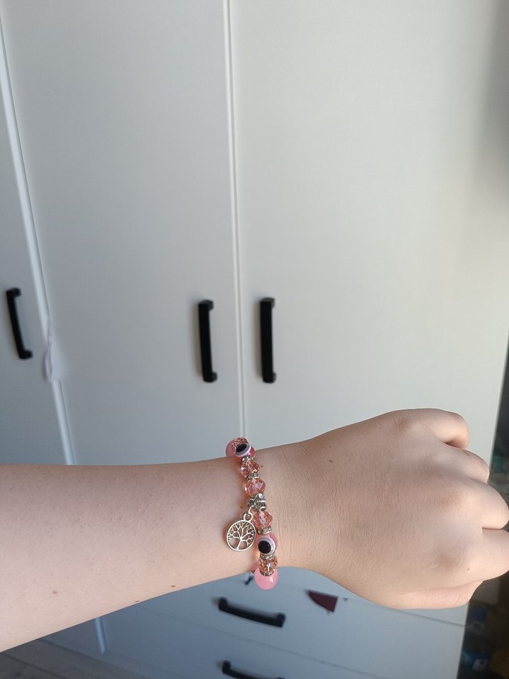 Pembe Boncuklu Minimalist Bileklik - Görsel 3