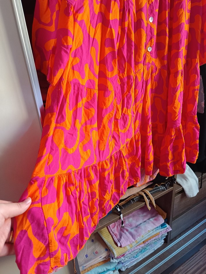 Pembe Renkli Salaş V Yaka Uzun tunik - Görsel 3