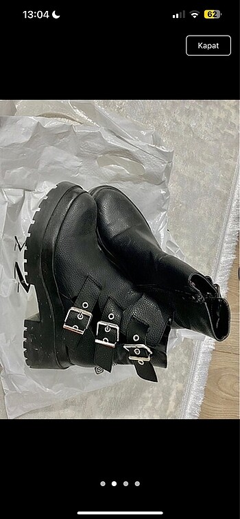 Bershka BERSHKA siyah platform kemer detayli bot
