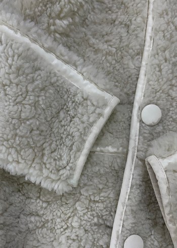 HM Kürk Detaylı  krem 8 yaş kız çocuk  Yün Ceket - Görsel 2