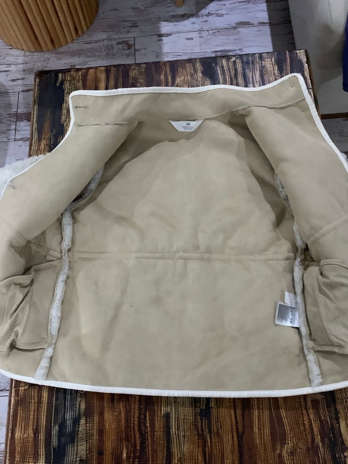 HM Kürk Detaylı  krem 8 yaş kız çocuk  Yün Ceket - Görsel 5