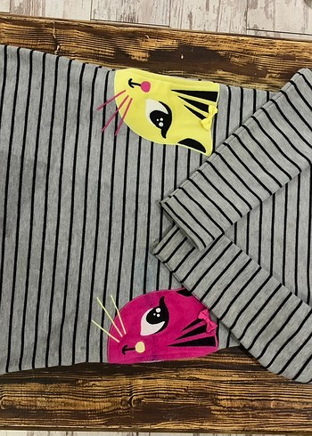 Çizgili Gri Kedi Kıyafeti Velcro Kapamalı - Görsel 2