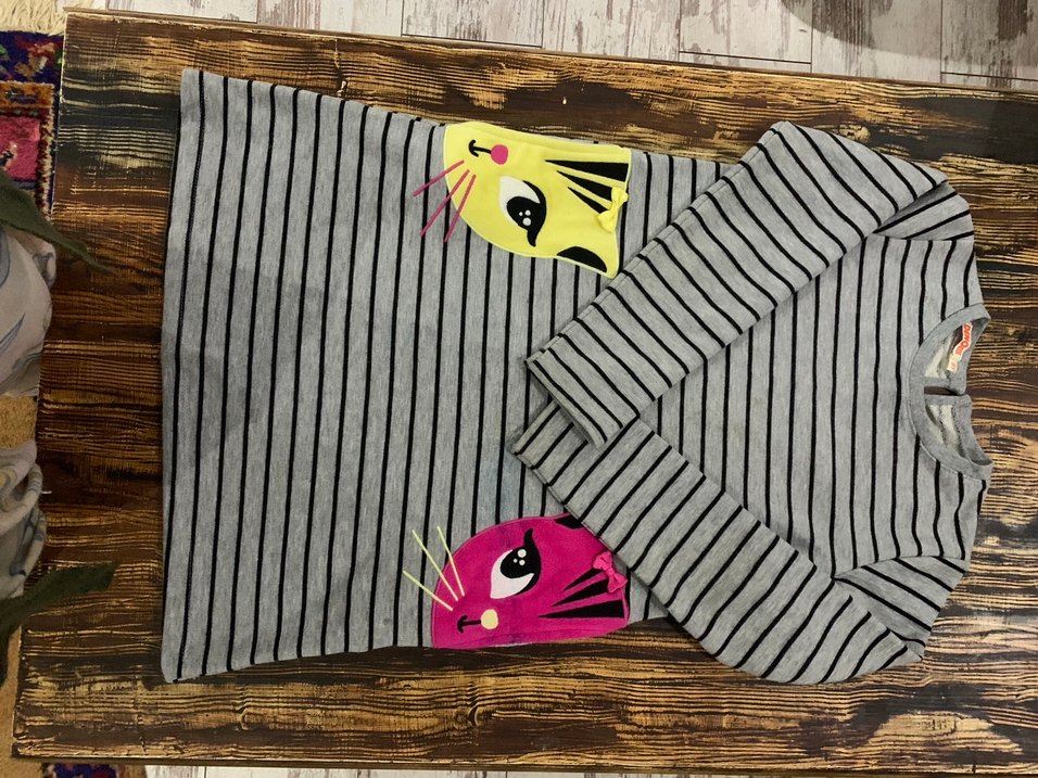 Çizgili Gri Kedi Kıyafeti Velcro Kapamalı - Görsel 2