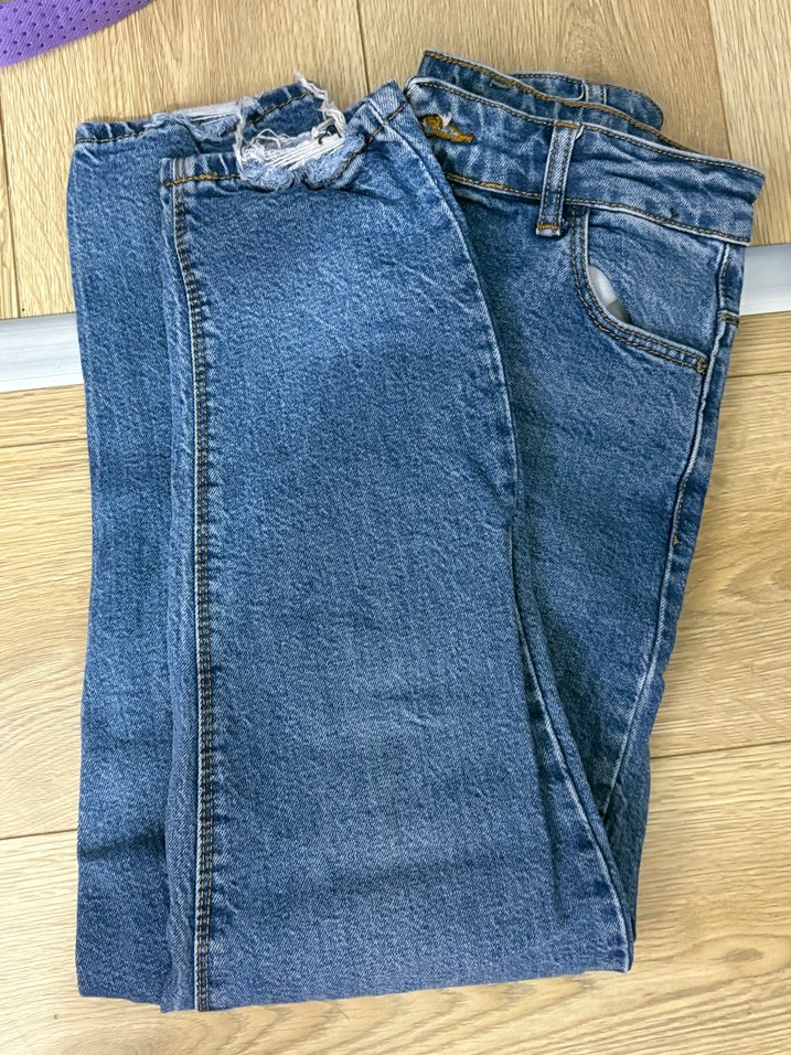 Kadın Mavi Midi Boy Yırtmaçlı Kot Pantolon - Görsel 2