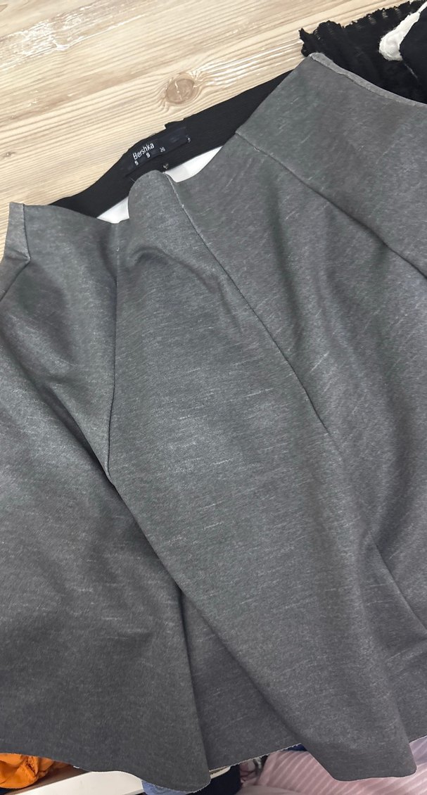 Gri Piliseli Hamile Midi Etek - Görsel 2