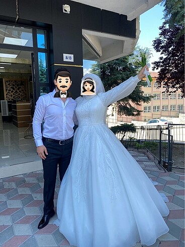 Diğer ÖZEL DİKİM 1 KEZ GİYİLMİŞ TESETTÜR GELİNLİK