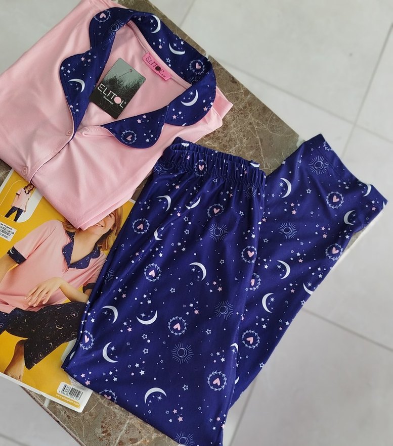 Diger Renkli Baskılı Kısa Kollu Kadın Pijama Takımı - Görsel 2