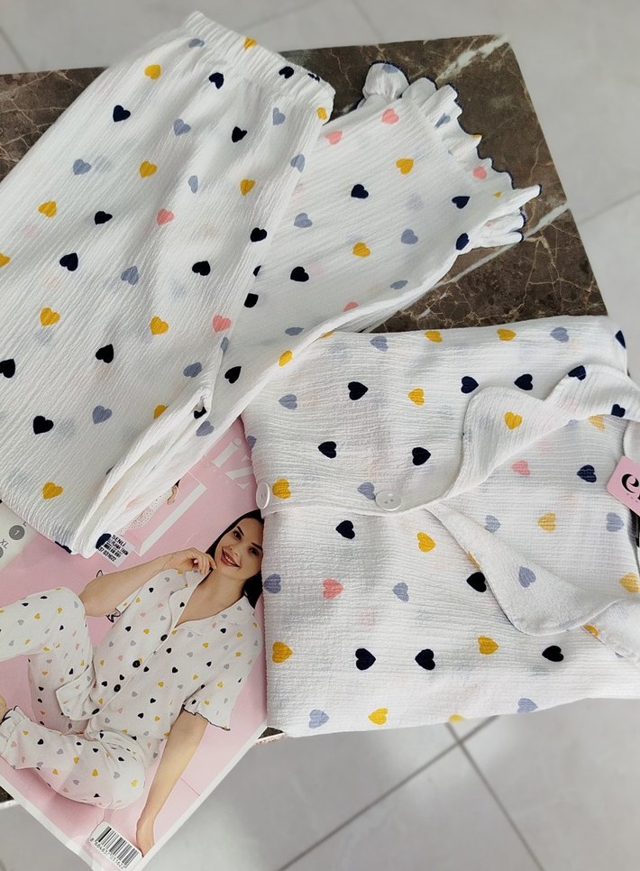 Diger Mini Kalp Desenli Kadın Pijama Takımı - Görsel 4