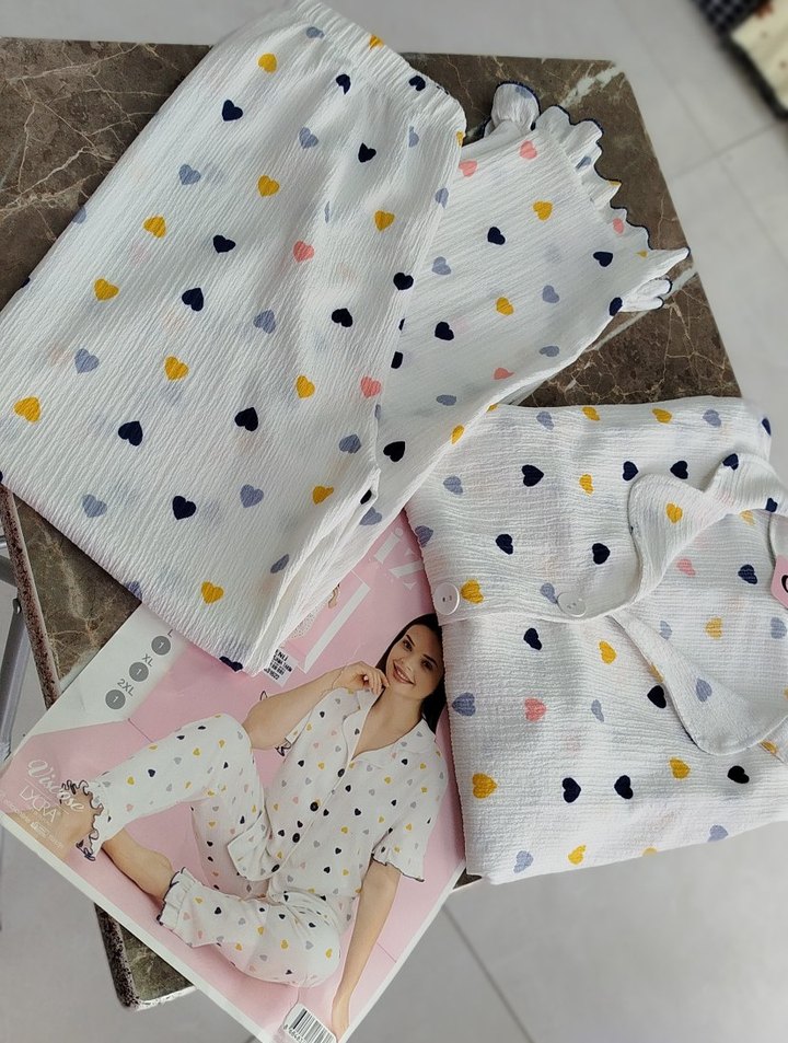 Diger Mini Kalp Desenli Kadın Pijama Takımı - Görsel 5