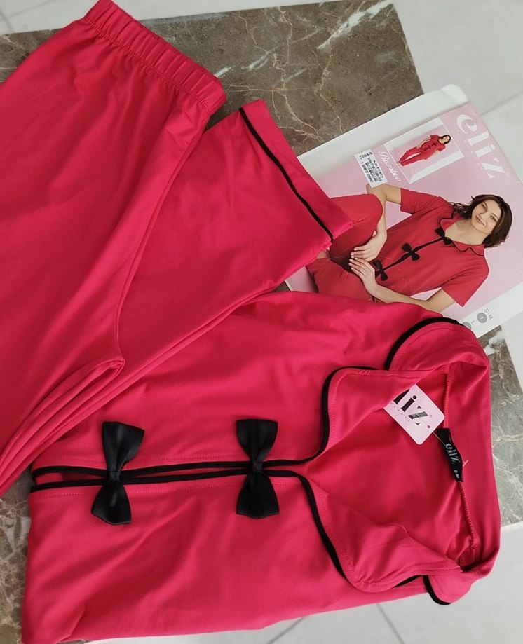 Kırmızı Kadın V Yaka Strappy Pijama Takımı - Görsel 5