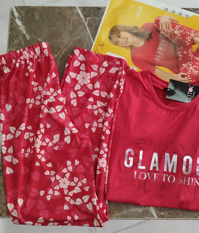 Diger Pembe Baskılı Kısa Kollu Kadın Pijama Takımı - Görsel 2