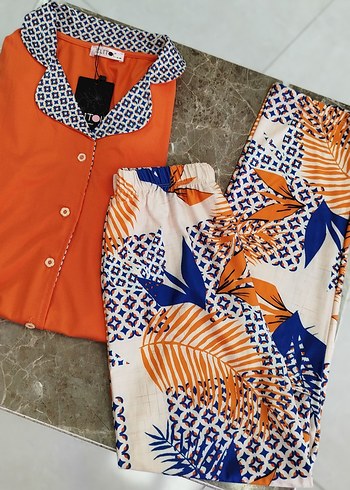 Renkli Baskılı Kadın yarım Kollu  Pijama Takımı - Görsel 5