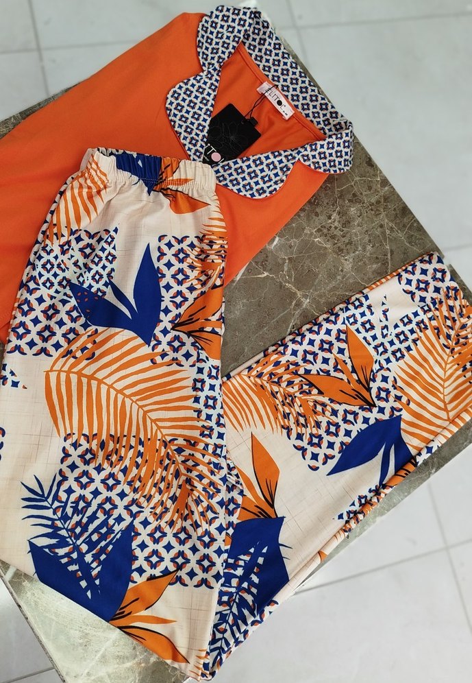 Renkli Baskılı Kadın yarım Kollu  Pijama Takımı - Görsel 3